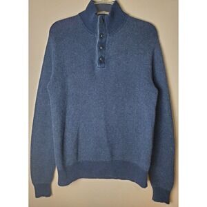 Vintage Polo Ralph Lauren Men's Medium Tussah Silk Blue Quarter Button Sweater